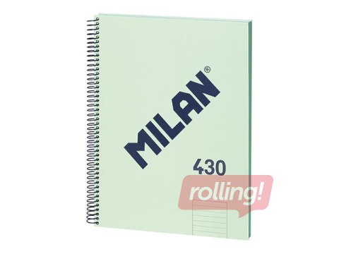 Klade ar spirāli cietos vākos Milan, A4, līniju, zaļa, 80 lapas