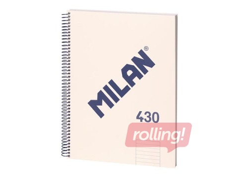 Klade ar spirāli cietos vākos Milan, A4, bēša, līniju, 80 lapas