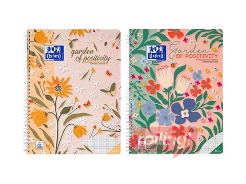 Klade ar spirāli Oxford Garden, A4+, rūtiņu, 80 lapas