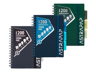 Klade Astra ar 4 sadalījumiem, A5, rūtiņu, dažādas krāsas, 200 lapas