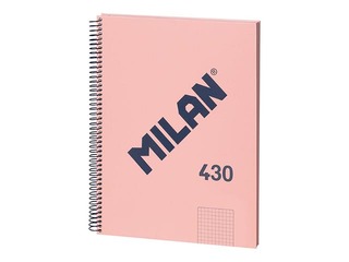 Klade ar spirāli cietos vākos Milan, A4, rūtiņu, rozā, 80 lapas