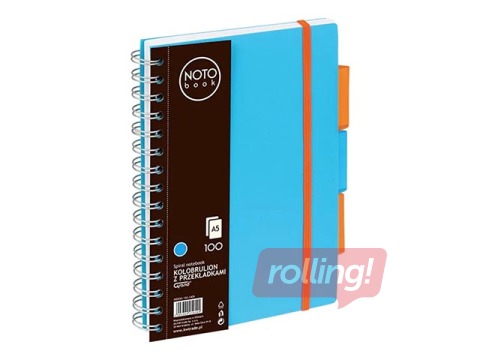 Klade ar spirāli un 3 sadalītājiem, A5, zila, rūtiņu, 100 lapas