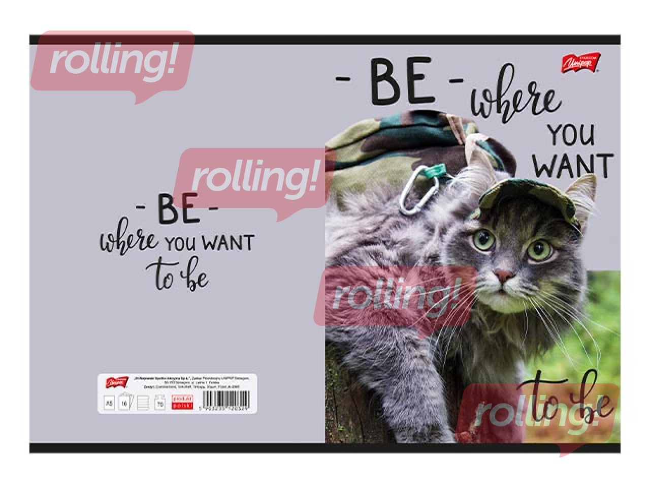 Klade Unipap, Travel Cat, rūtiņu, A5, 60 lapas