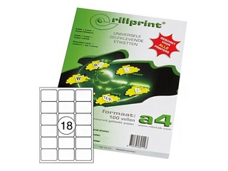 Uzlīmes Rillprint, A4, 63.5x46.6 mm, 100 loksnes, baltas 
