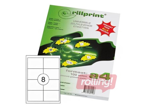 Uzlīmes Rillprint, A4, 97x67.6 mm,100 loksnes, baltas 