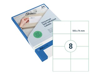 Uzlīmes Rillprint,  A4,105x74 mm,100 loksnes, baltas 