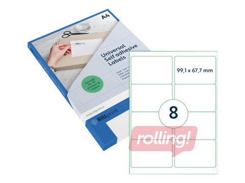 Uzlīmes Rillprint, A4, 99.1x67.7 mm,100 loksnes, baltas 