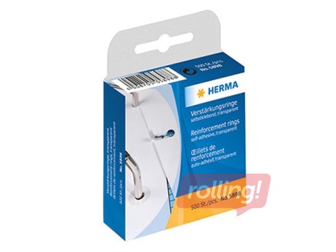 Riņķīši dokumentu perforācijas nostiprināšanai Herma,12 mm, caurspīdīgi, 500 gab.