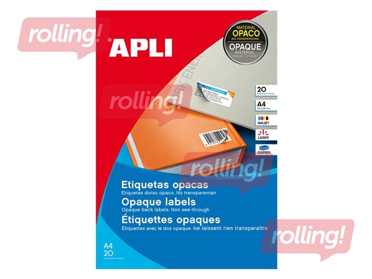 Uzlīmes Apli, A4, 25.4x10 mm, 25 loksnes, noņemamas baltas