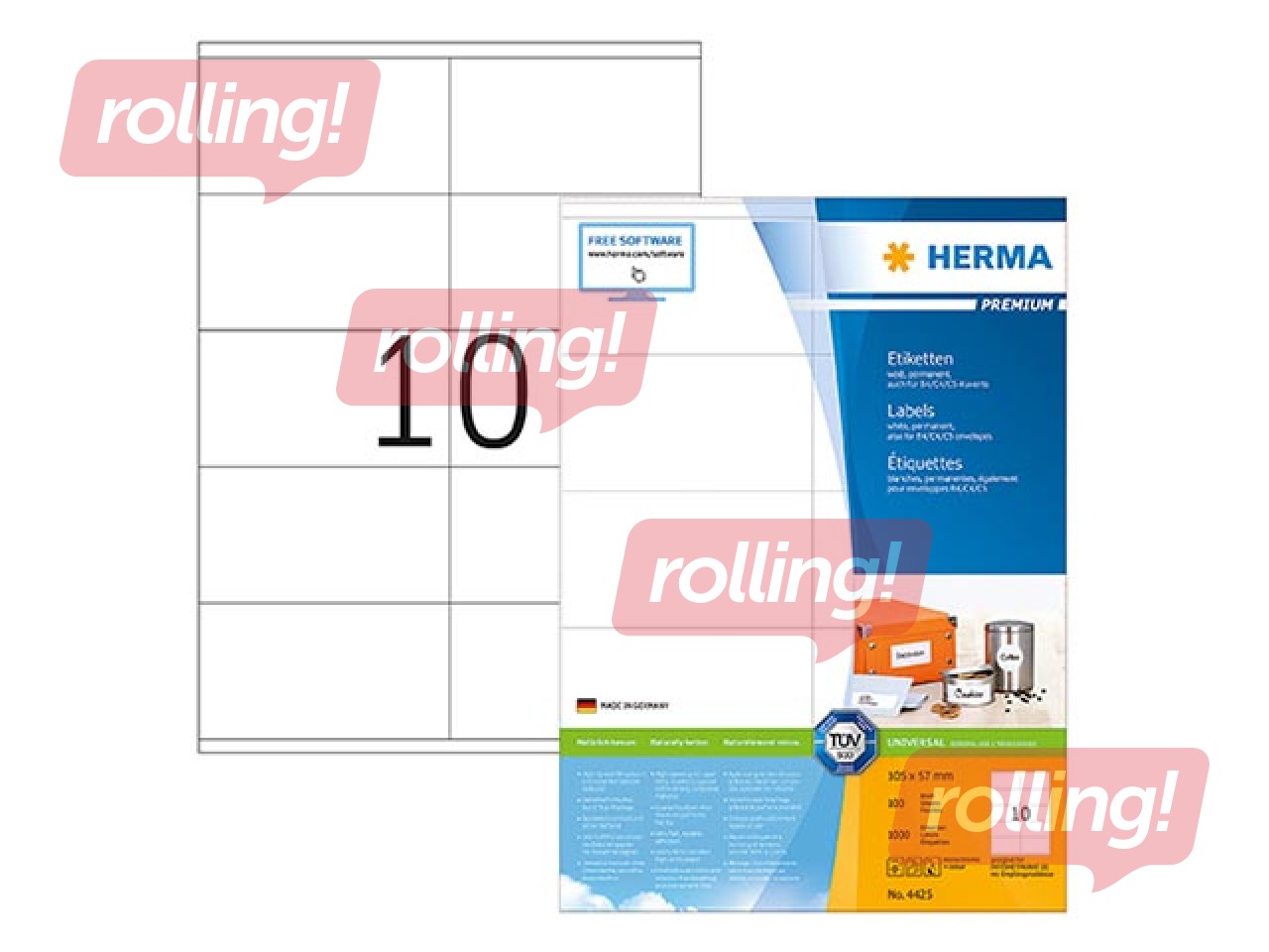 Uzlīmes Herma, 105x57 mm, 100 loksnes, balta