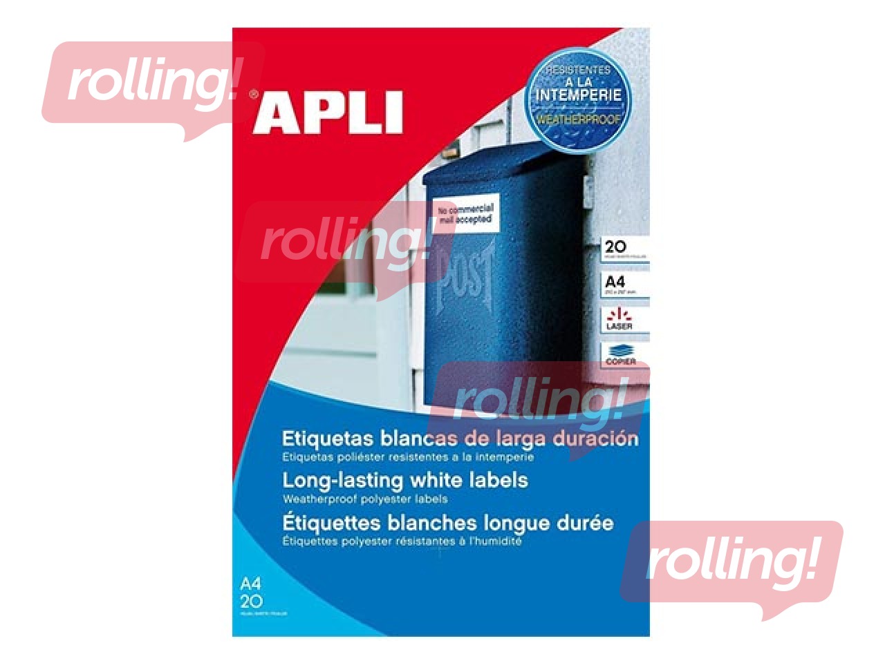 Uzlīmes APLI, A4, 210x297 mm, 20 loksnes, poliestera, baltas