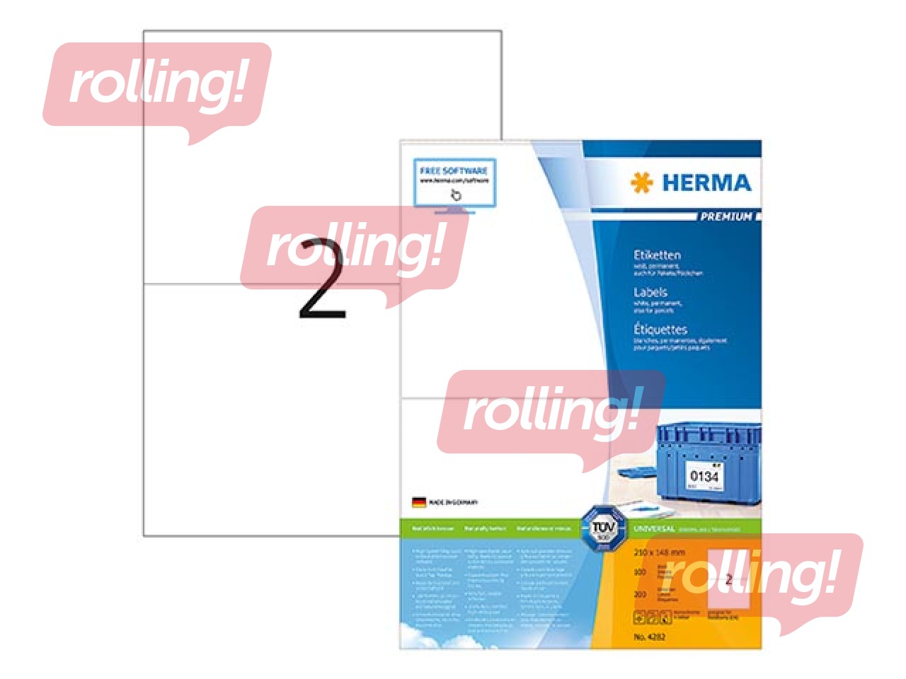 Uzlīmes Herma Premium, A4, 210x148 mm, 200 loksnes, baltas