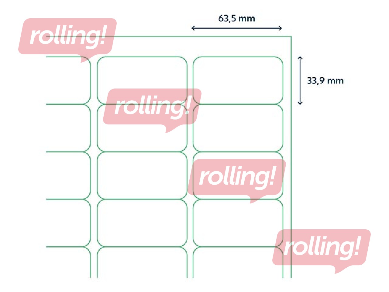 Uzlīmes Rillprint, A4, 63.5x33.9 mm,100 loksnes, baltas 