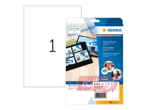 Uzlīmes Herma  A4, 210x297 mm, glancētas 25 loksnes, baltas, noturīgas