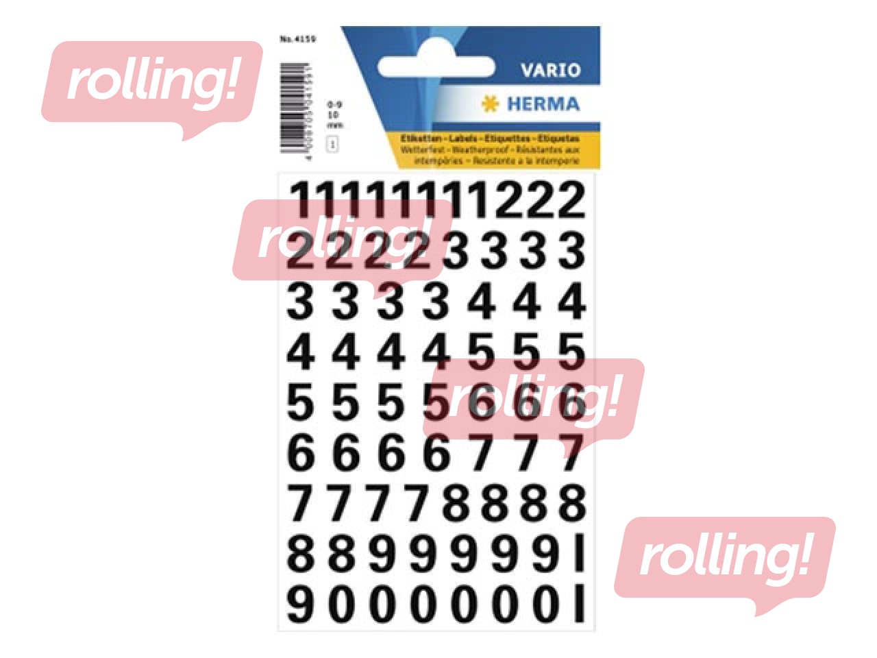 Uzlīmes ciparu 0-9, h=10mm, melni cipari