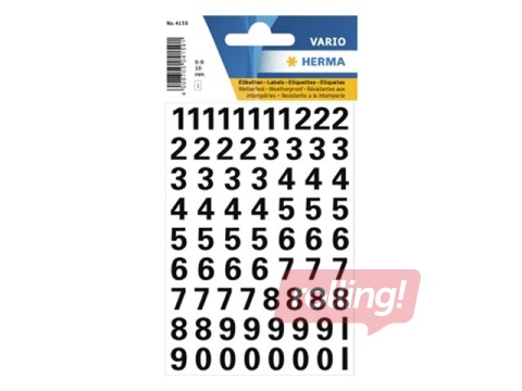 Uzlīmes ciparu 0-9, h=10mm, melni cipari