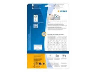Viegli noņemamas uzlīmes Herma, Special, baltas, A4, 63.5x46.6mm, 25 loksnes