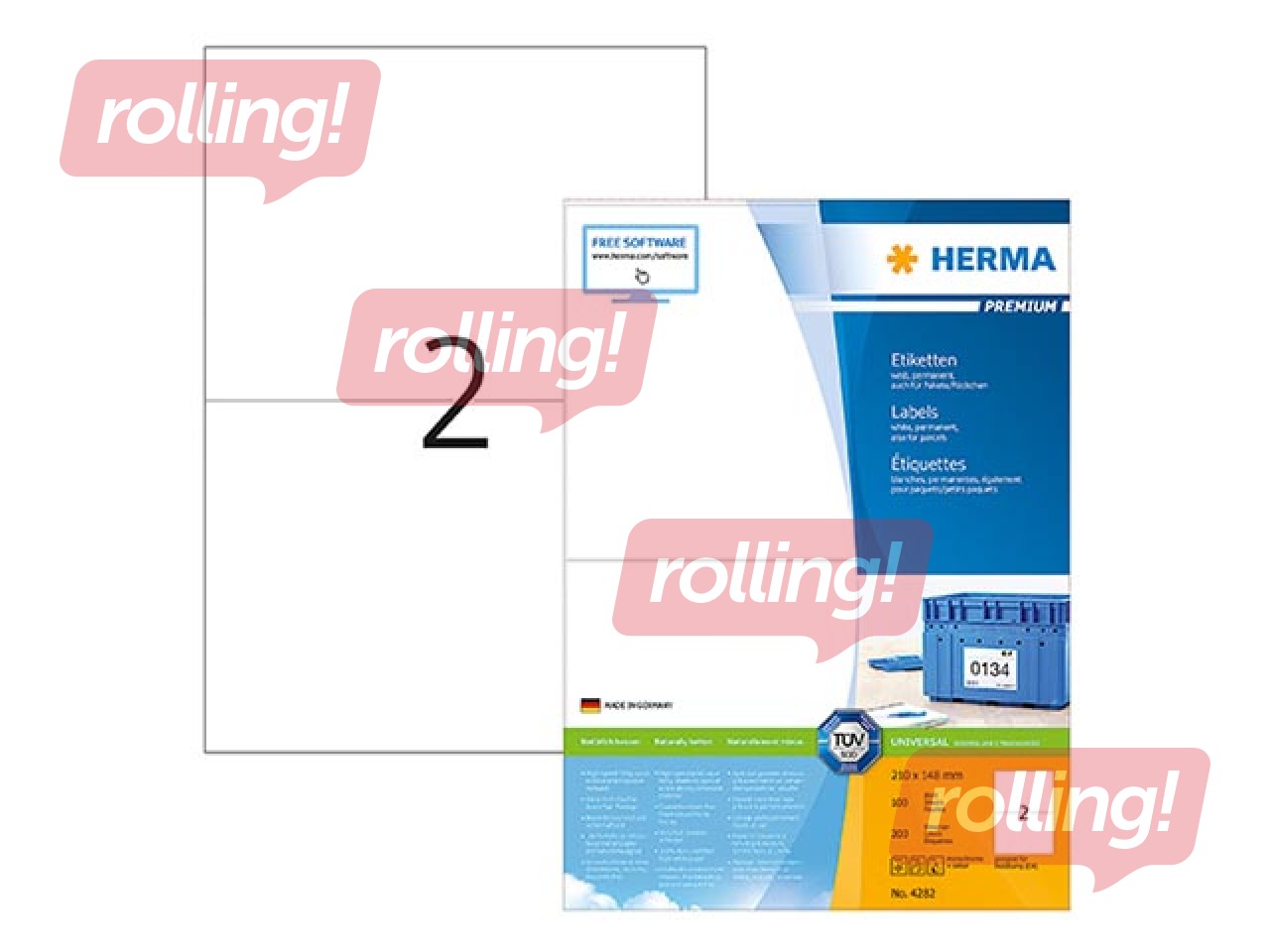 Uzlīmes Herma Premium, A4, 210x148 mm, 100 loksnes, baltas