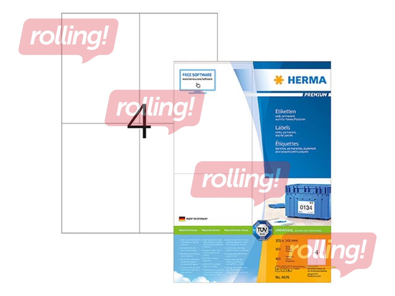 Uzlīmes Herma 105 x 148 mm, 25 loksnes, mitrumizturīgas, baltas