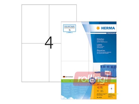 Uzlīmes Herma 105 x 148 mm, 25 loksnes, mitrumizturīgas, baltas