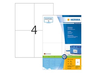 Uzlīmes Herma 105 x 148 mm, 25 loksnes, mitrumizturīgas, baltas