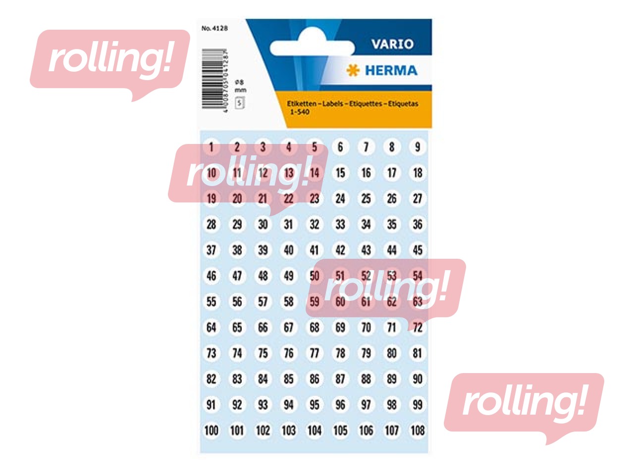 Uzlīmes ciparu 1-540, h=8mm, melni cipari