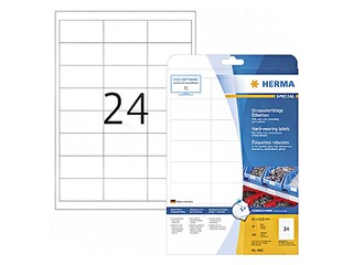 Uzlīmes Herma 66 x 33.8 mm, 10 loksnes, mitrumizturīgas, baltas