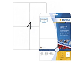 Uzlīmes Herma 105 x 148 mm, 10 loksnes, mitrumizturīgas, baltas