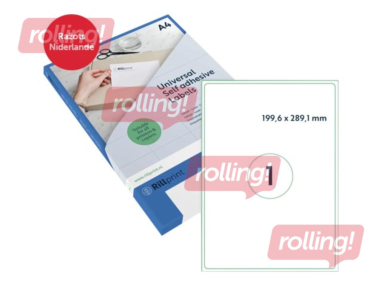Uzlīmes Rillstab, A4, 199.6x289.1 mm,100 loksnes, baltas (ar noapaļotiem stūriem) 
