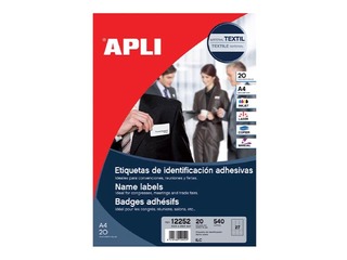 Uzlīmes APLI tekstīlam, 63.5x29.6mm, 20 loksnes/540 uzlīmes