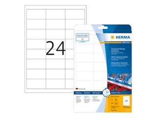 Uzlīmes Herma A4, 66 x 33.8 mm, 25 loksnes, mitrumizturīgas, baltas