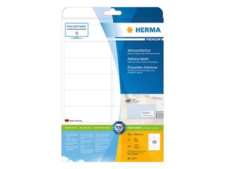 Uzlīmes Herma Premium A4, 99.1x33.8 mm, 25 loksnes, baltas, noturīgas