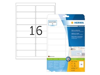 Uzlīmes Herma Premium A4, 99.1x33.8 mm, 25 loksnes, baltas, noturīgas