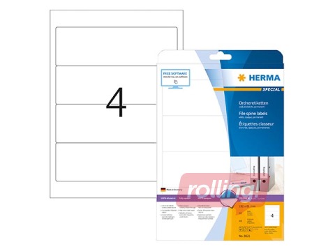 Uzlīmes Herma A4, 192x61 mm, 10 loksnes, baltas