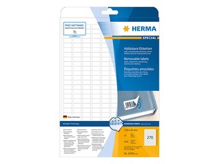 Uzlīmes Herma, A4, 17,8x10 mm, 25 loksnes, noņemamas baltas