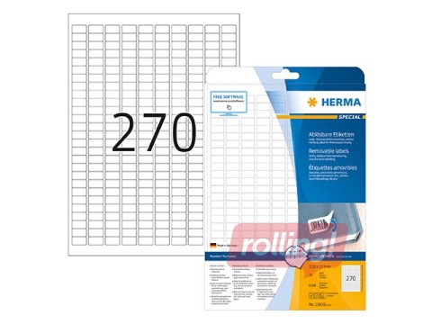 Uzlīmes Herma, A4, 17,8x10 mm, 25 loksnes, noņemamas baltas