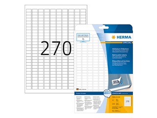 Uzlīmes Herma, A4, 17,8x10 mm, 25 loksnes, noņemamas baltas