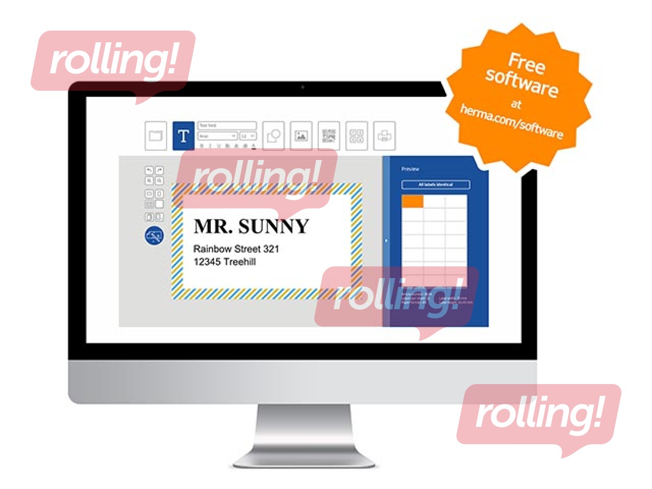 Uzlīmes Herma Special A4, 210x297 mm, 25 loksnes, dzeltenas, noturīgas