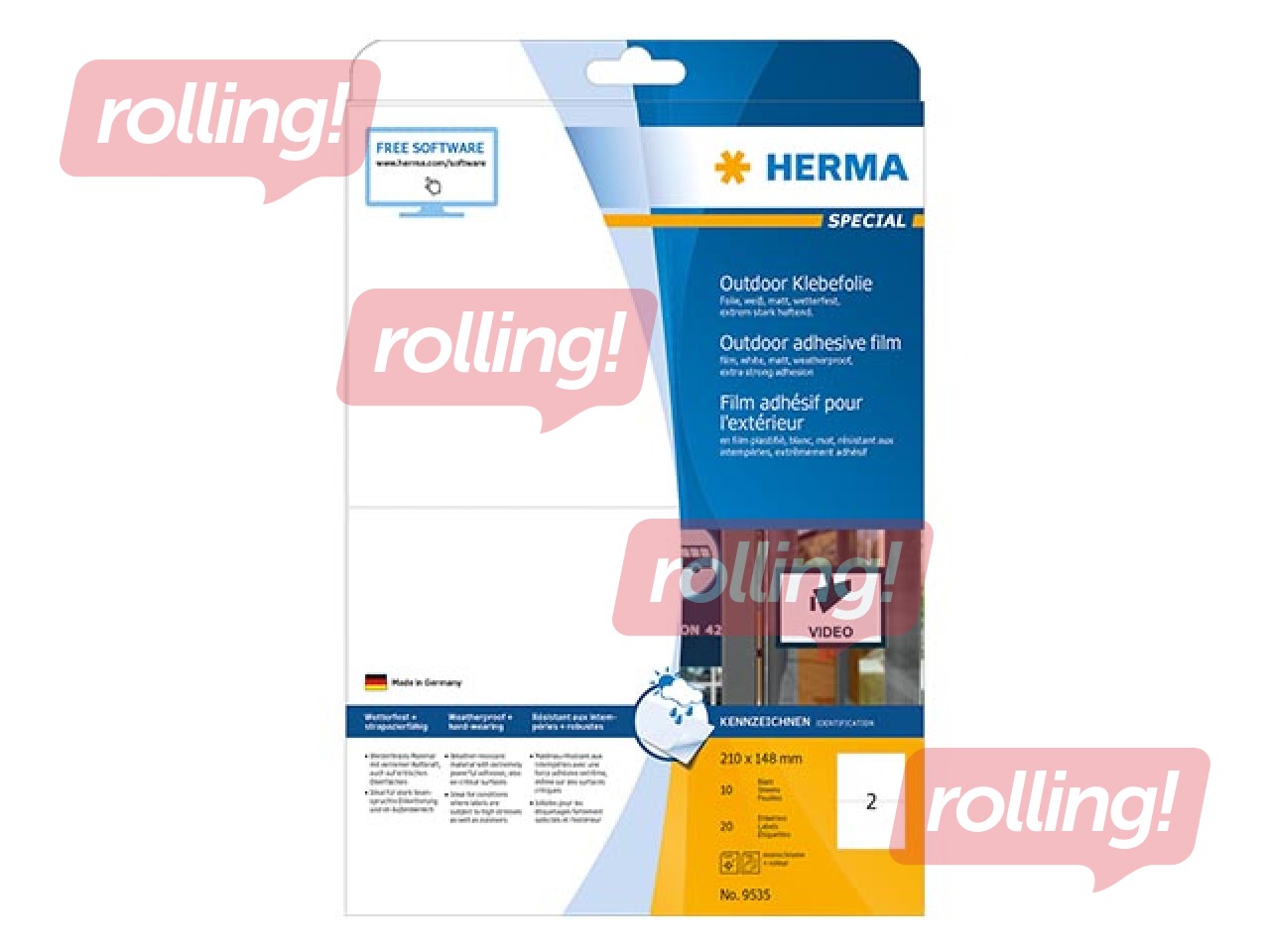 Uzlīmes Herma A4, 210x148 mm, 10 loksnes, baltas, noturīgas