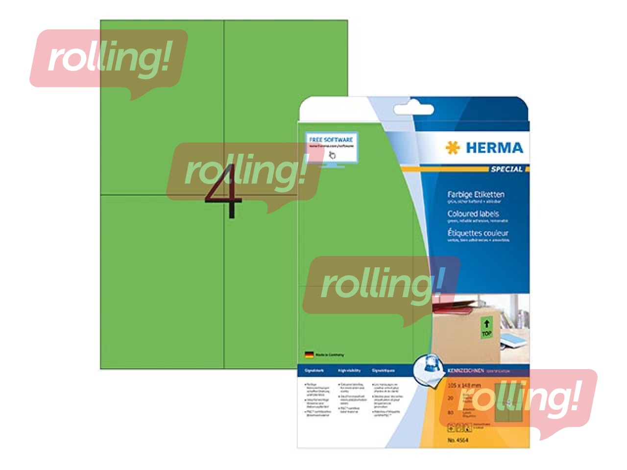 Uzlīmes Herma A4, 105x148 mm, noņemamas, 20 loksnes, zaļas