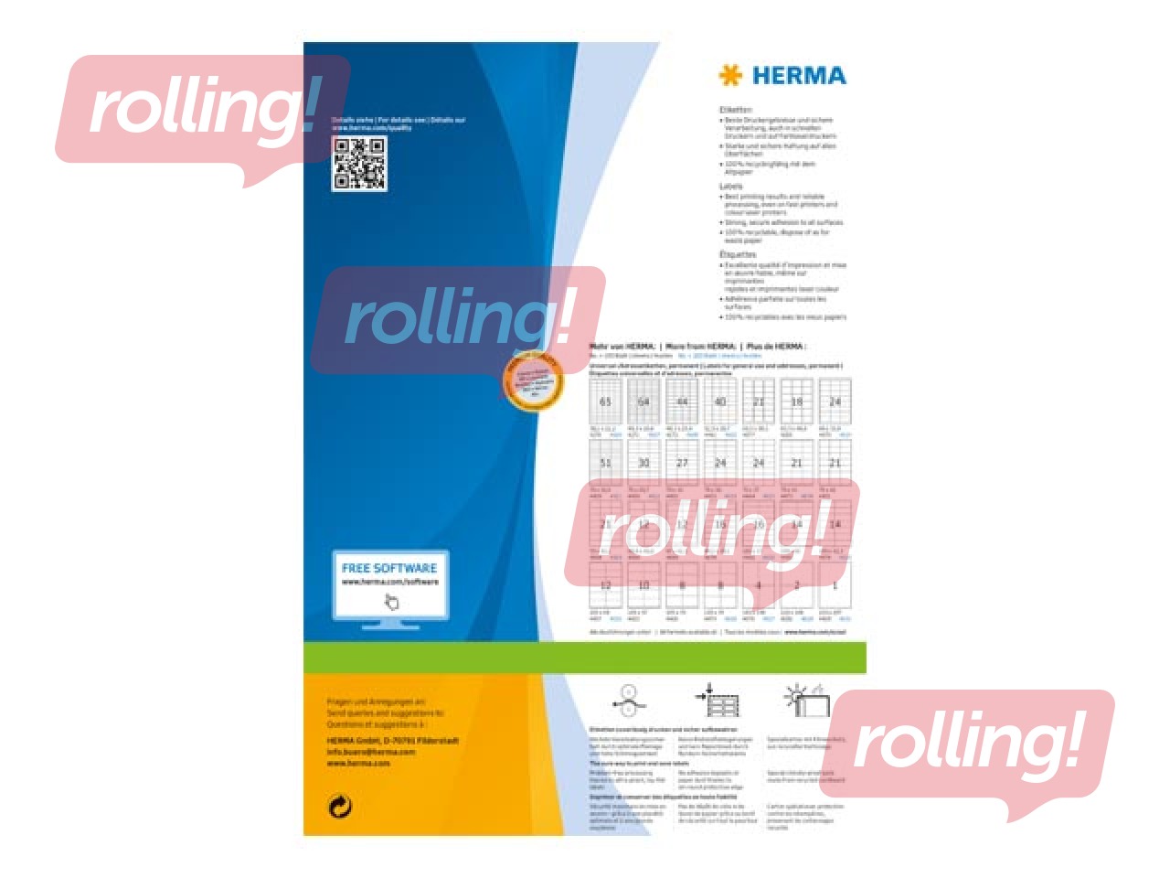 Uzlīmes Herma Premium A4, 70x67.7 mm 200 loksnes, baltas