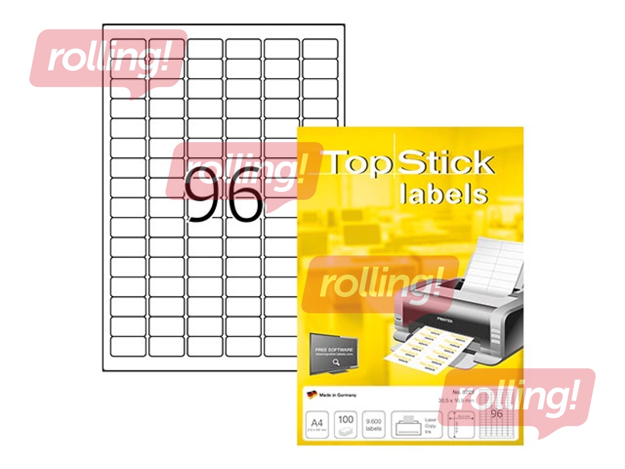 Uzlīmes Herma  A4, 30.5x16.9 mm, 100 loksnes, baltas