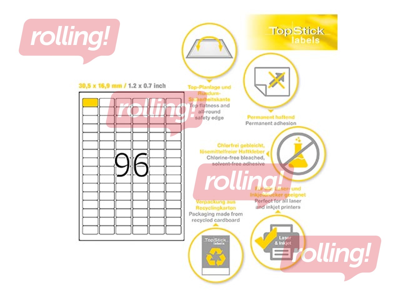 Uzlīmes Herma  A4, 30.5x16.9 mm, 100 loksnes, baltas