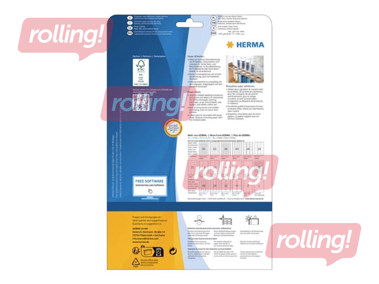 Uzlīmes Herma Power  A4, 105 x 48 mm, 25 loksnes, ļoti noturīgas, baltas