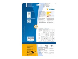 Uzlīmes Herma, QR koda, A4, 40x40mm, baltas, noturīgas, 25 loksnes