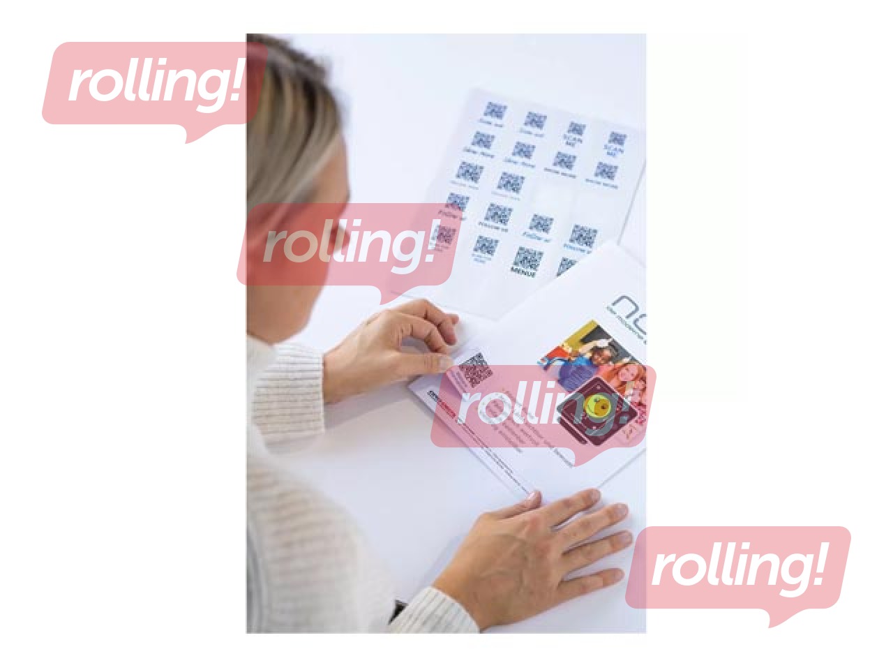 Uzlīmes Herma, QR koda, A4, 40x40mm, baltas, noturīgas, 25 loksnes