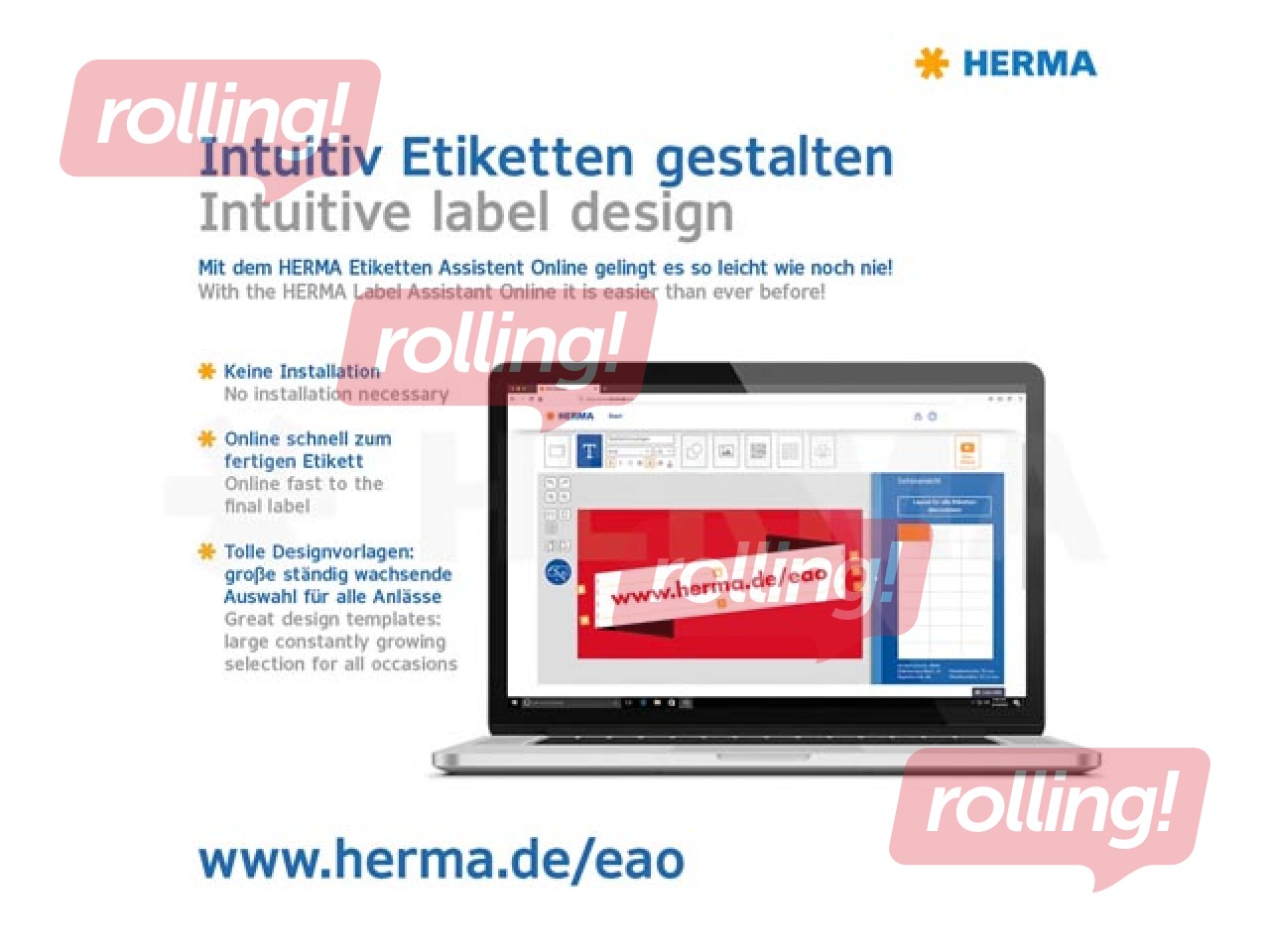 Uzlīmes Herma, QR koda, A4, 40x40mm, baltas, noturīgas, 25 loksnes