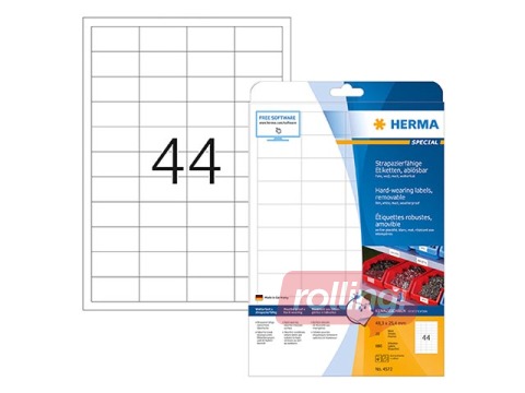 Uzlīmes Herma Special, A4, 48.3x25.4 mm, 25 loksnes, caurspīdīgas