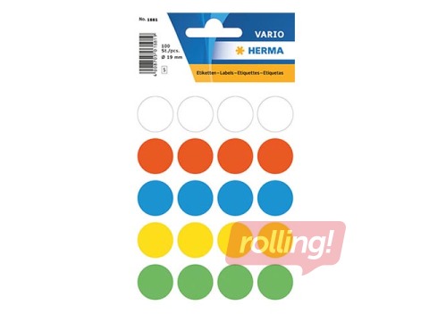 Uzlīmes - aplīši Herma, 19 mm, dažādas krāsas