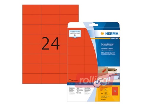 Uzlīmes Herma Special, A4, 70x37 mm, 20 loksnes, sarkanas